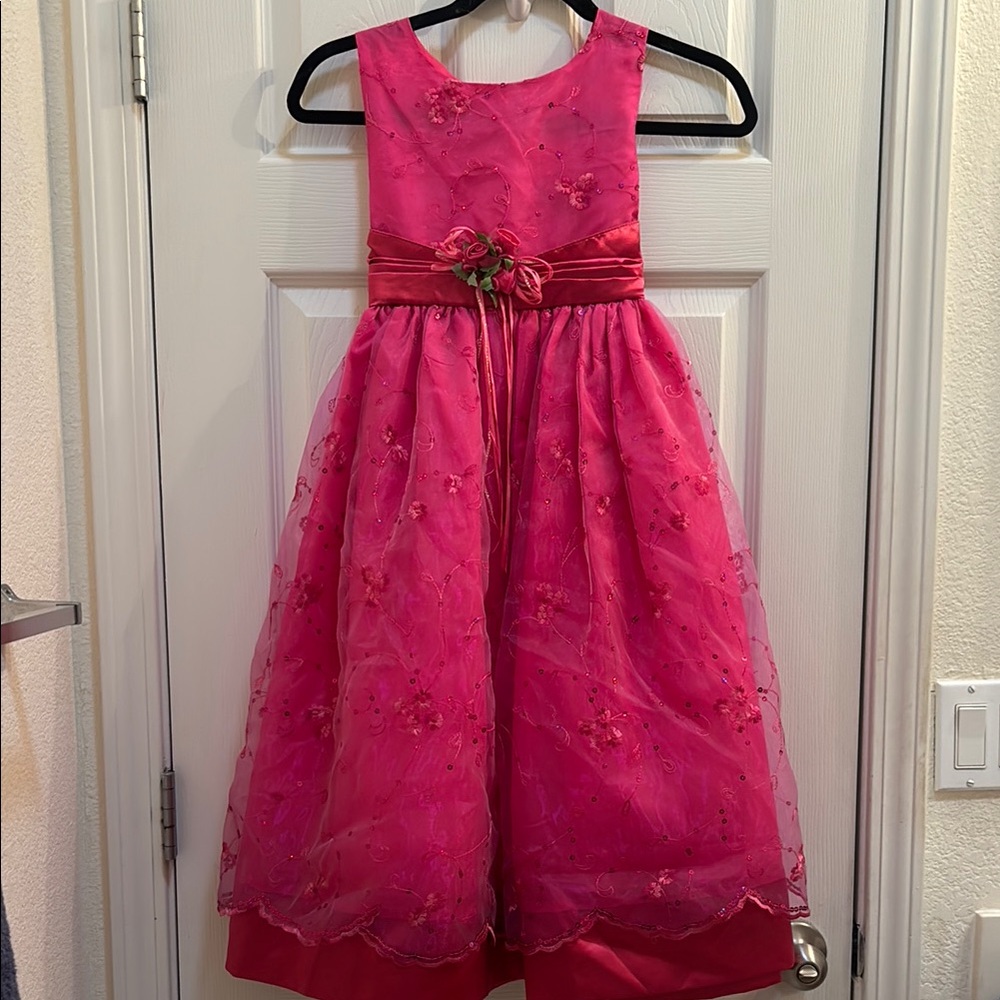 Princess Line Pink Sleeveless A-Line bow Sundress for Weddings special occasion